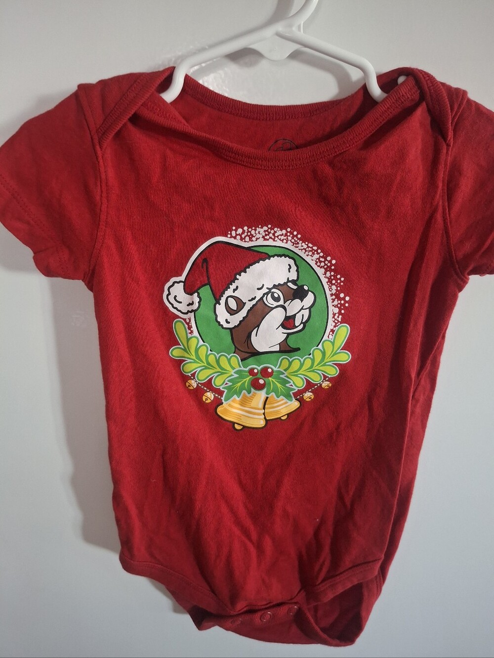 Red Holiday Baby Bodysuit with Festive Graphic Oneies